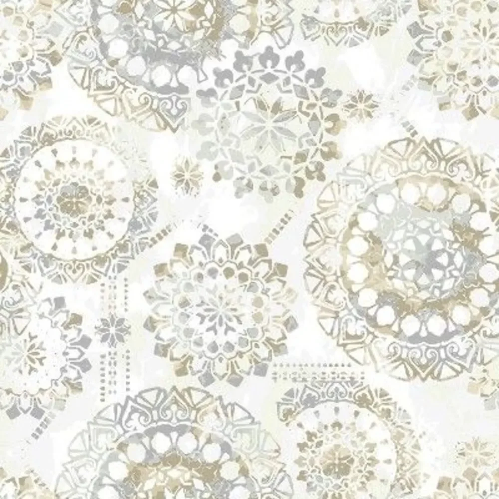 Bohemian Medallion Peel & Stick Adhesive Vinyl Wallpaper - Tan/Blue